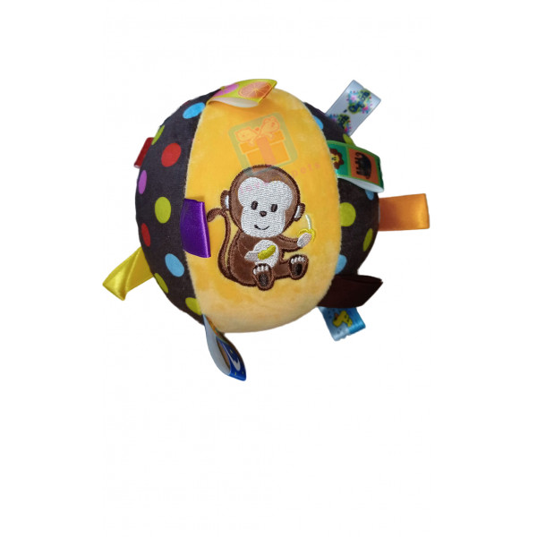 Squeaky Roo Big Plush Ball w/ Pulls Squeak & Bell Sound Monkey