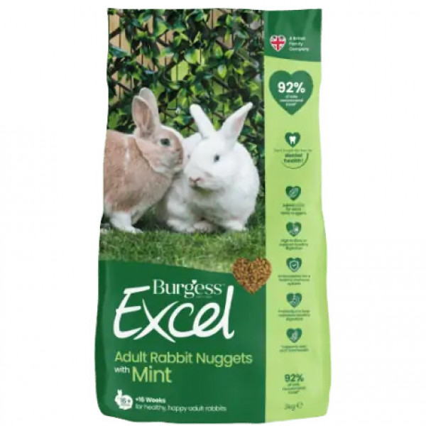Burgess Excel Adult Rabbit Nuggets with Mint 3kg