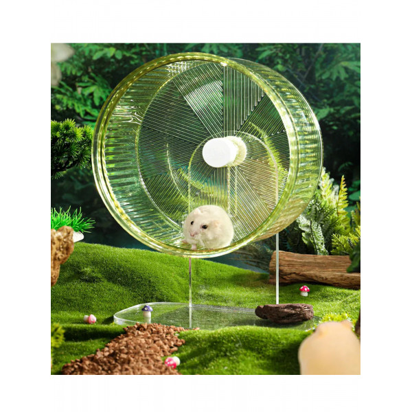 Authentic Original Carno Super Silent Smooth Revolving 8 Inch or 21 cm Hamster Wheel, Durable Clear Acrylic Wheel, with stand and Base
