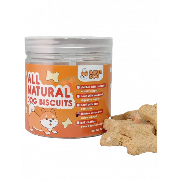 Baker Dog All Natural Dog Biscuits 100 grams, Available in 5 Different Flavors, Different Support