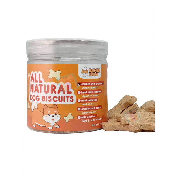 Baker Dog All Natural Dog Biscuits 100 grams, Available in 5 Different Flavors, Different Support