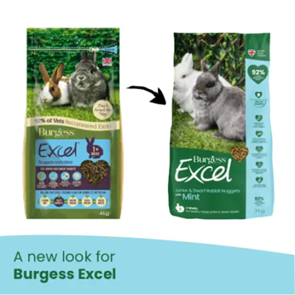 Burgess Excel Junior and Dwarf Rabbit Nuggets with Mint 3kg