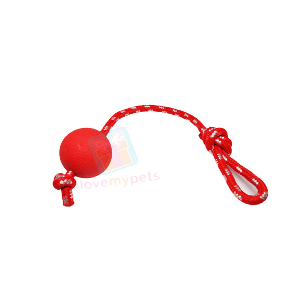 Happy Pet Solid Rubber Ball with Rope Medium