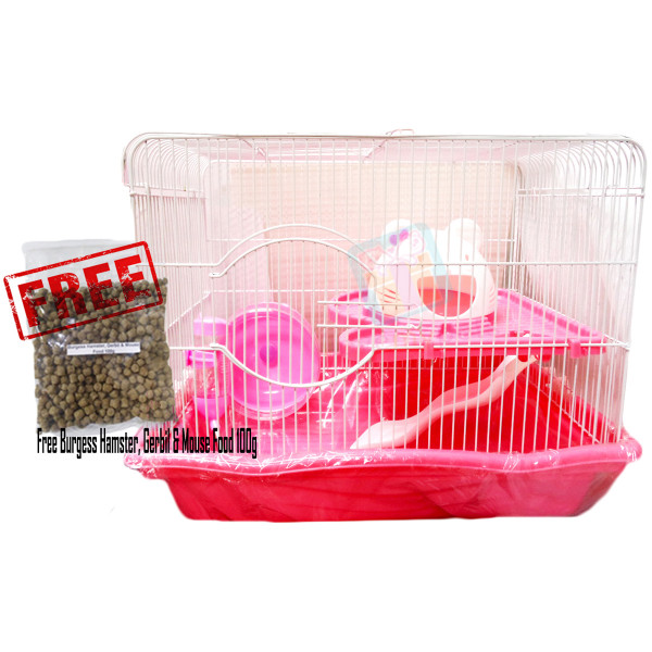 Happy Pets  Hamster Cage, Kitty House Design W/ Accessories