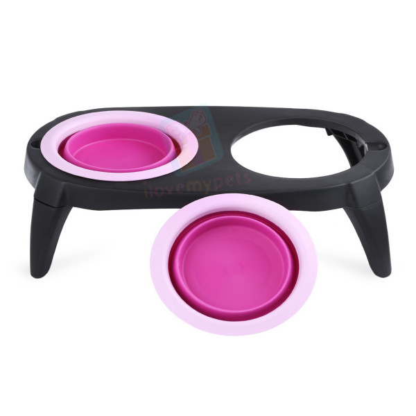 Collapsible silicon pet bowl w/ stand