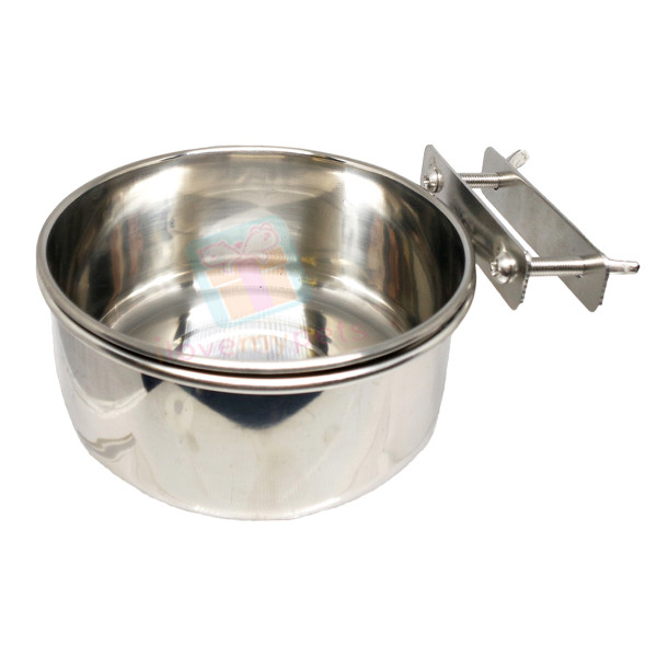 Happy Pets Durable Stainless Steel Bowl w/ Adjustable Holder and Lock (14 cm)