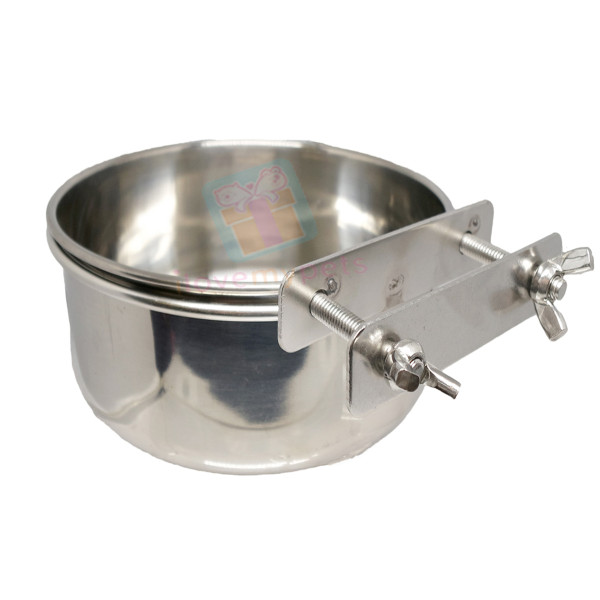 Happy Pets Durable Stainless Steel Bowl w/ Adjustable Holder and Lock (16 cm)