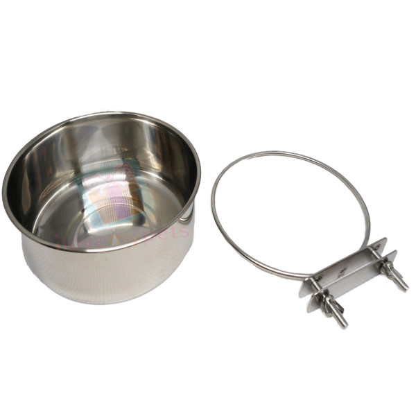 Happy Pets Durable Stainless Steel Bowl w/ Adjustable Holder and Lock (14 cm)