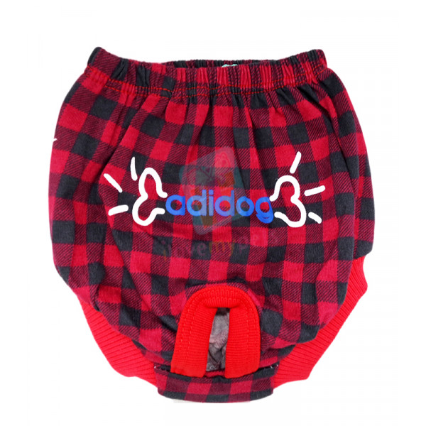 Washable Garterized Sanitary Panty for Female Dogs (Adidog Design Red)