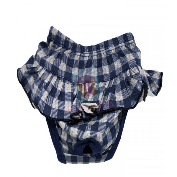 Washable Garterized Sanitary Panty for Female Dogs (Checkered Blue)