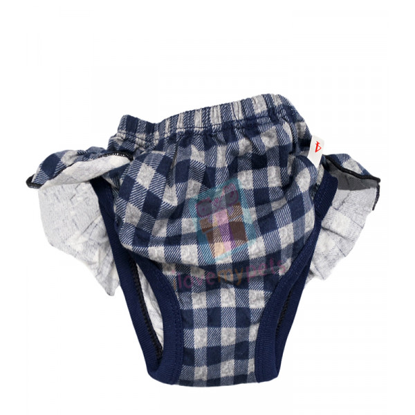 Washable Garterized Sanitary Panty for Female Dogs (Checkered Blue)