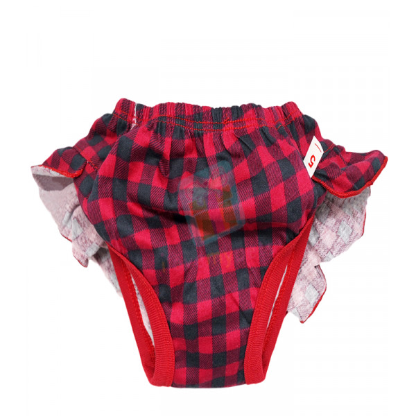 Washable Garterized Sanitary Panty for Female Dogs (Checkered Red)