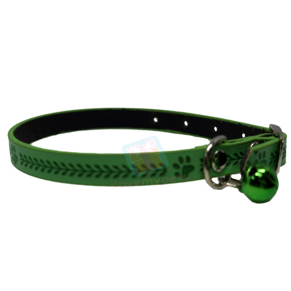Happy Pets Soft Faux Leather Collar w/ Bell, Paw Print 1 cm