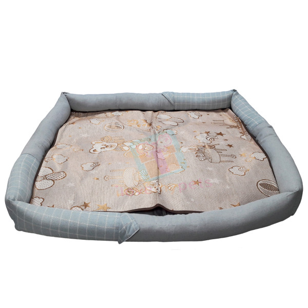 Happy Pets Rectangle Pet Bed w/ Detachable Natural Cooling Mat (Large)