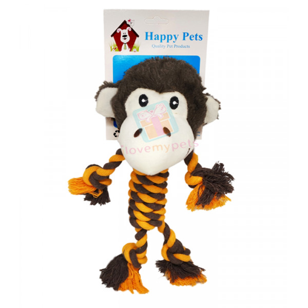 Happy Pets Animal Rope Toy w/ Squeaker a...