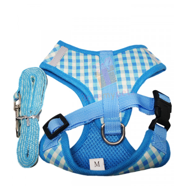 Dog Brothers Super Comfy Checkered Cotton Harness W/ Matching Leash - Medium