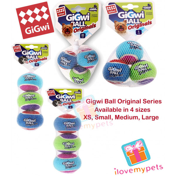 Gigwi Ball Original Series - Original Tennis Fabric w/ squeaker - Available in 4 sizes