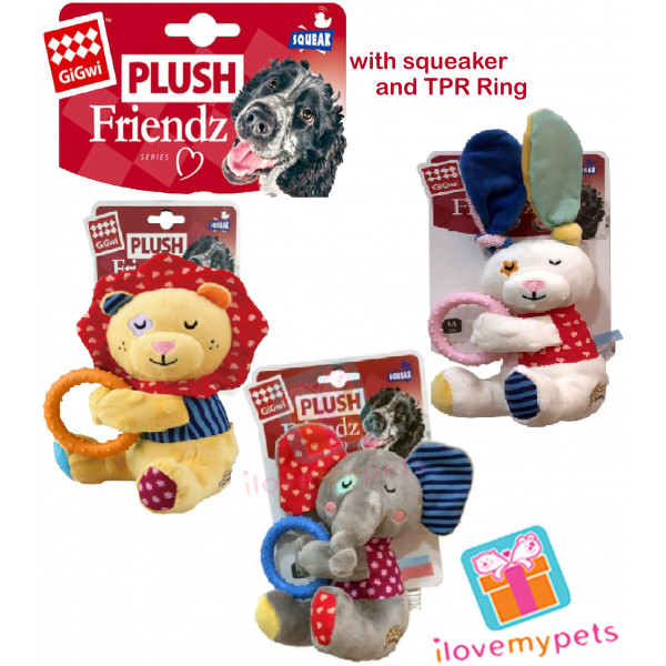 GiGwi - Plush Friendz Series with squeaker and TPR Ring