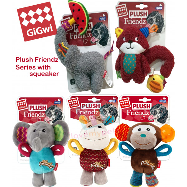 GiGwi - Plush Friendz Series with squeaker - Safe, Non-Toxic - Available in 5 design