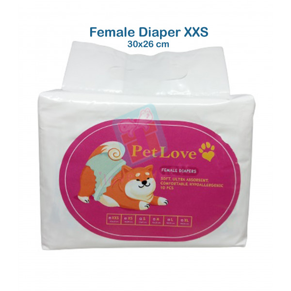 Petlove Female Diaper XXS - Hypoallergenic Super Absorbent Premium Gel Diaper with Comfort Band