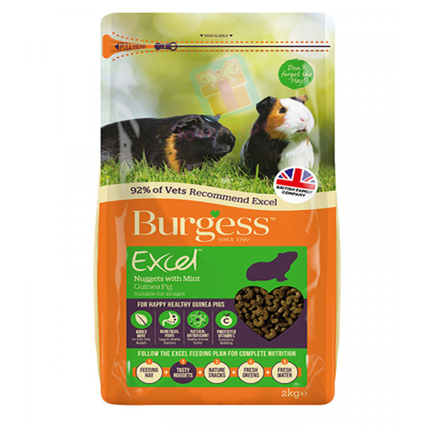 Burgess Excel Adult Guinea Pig Nuggets with Mint 1kg - Trial Pack / Repacked