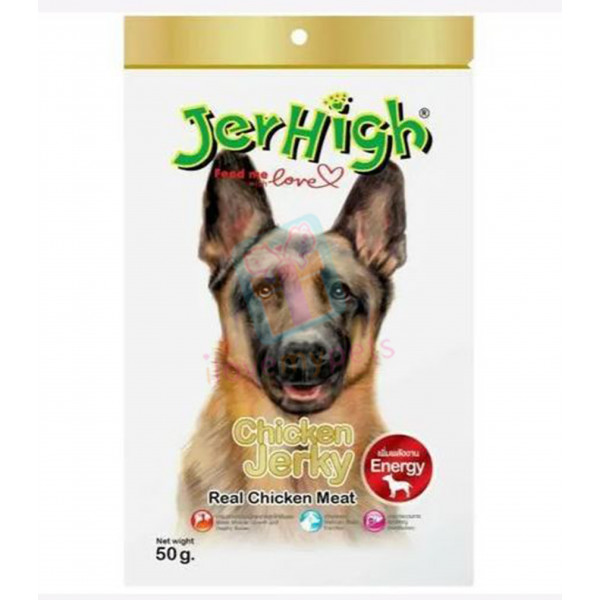 Jerhigh Dog Snack Chicken Jerky Flavor, 50 grams