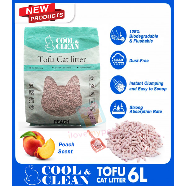 Cool & Clean Tofu Cat Litter 6L - 5 Scent Available (with free Cat Litter Scooper)