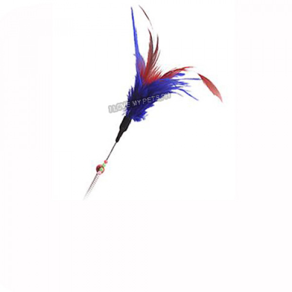 Cat teaser toy, springy w/ feather